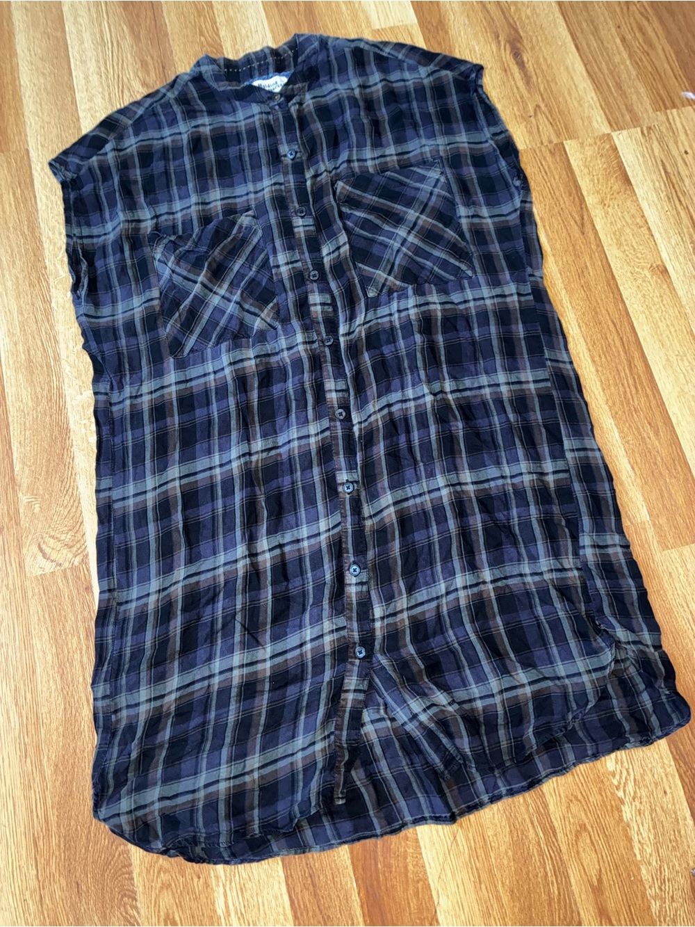 HOLDING HORSES Navy and Black Plaid Mini Dress